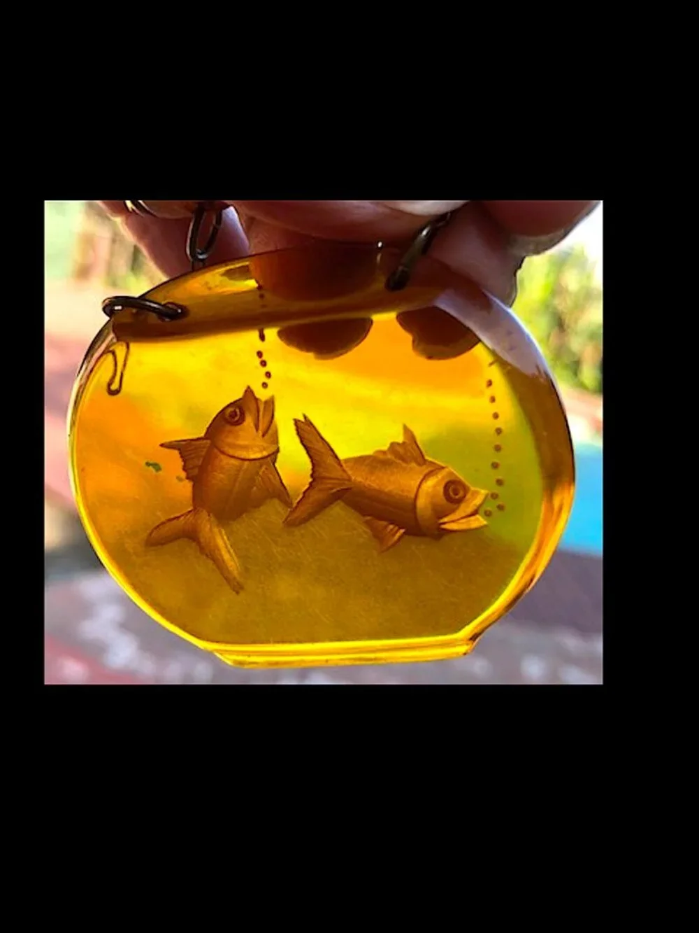 Vintage Bakelite FISH Fishbowl Brooch Pin 